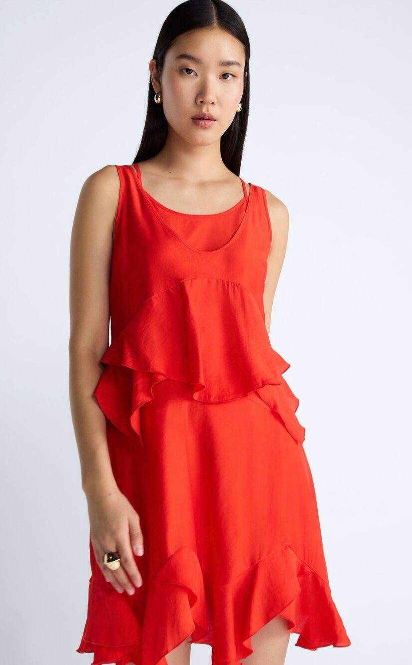 Devil Wears Prada Scoop Red Mini Ruffle Tank Dress Small NWT